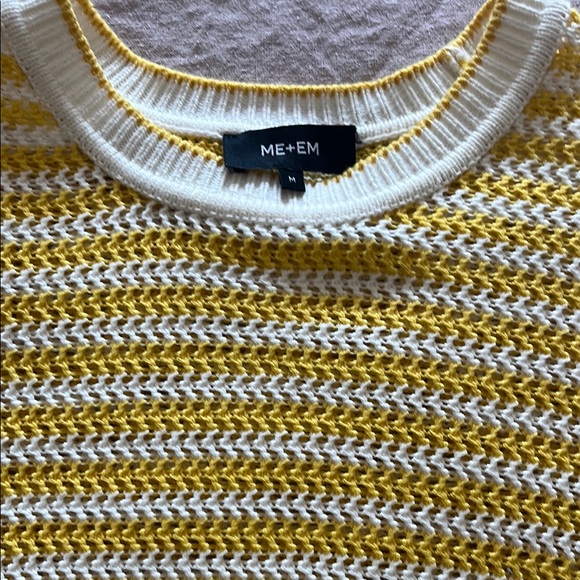 ME+EM Yellow and White Crew Neck Sweater - Picture 2 of 7
